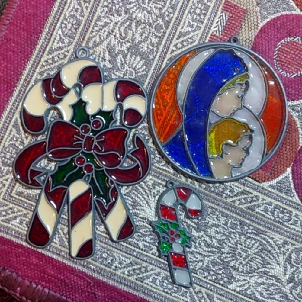 3 Vintage Glass Christmas Ornaments
